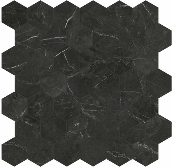 Tivoli Nero Honed 2" Hex Mosaic | Arley Wholesale