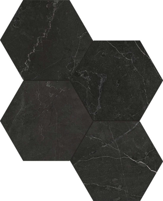 Tivoli Nero Honed 6" Hex Mosaic | Arley Wholesale