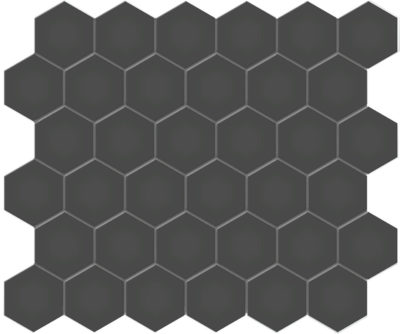 2″ Retro Black Matte Unglazed Hex Mosaic