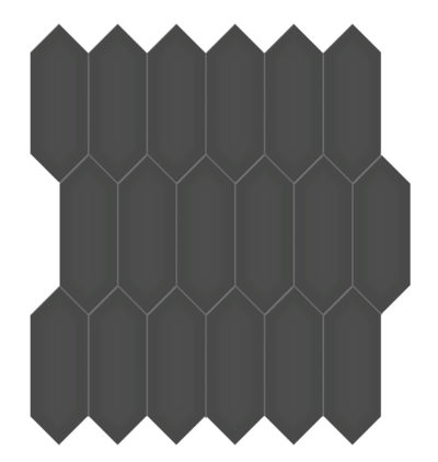 2×5 Retro Black Glossy Picket Mosaic