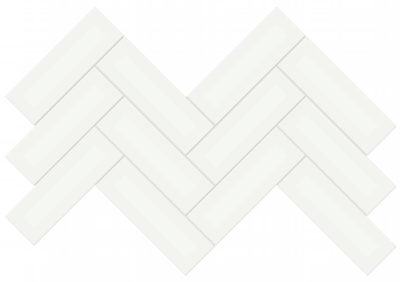 2×6 White Glossy Herringbone Mosaic