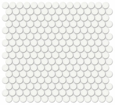 3/4″ White Glossy Penny Round Mosaic