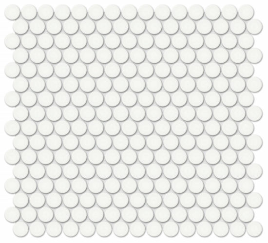 3/4" White Glossy Penny Round Mosaic | Arley Wholesale