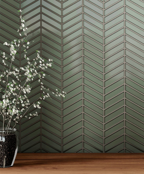 Smoke Chevron Mosaic | Qualis Ceramica | Luxury Tile and Vinyl at affordable prices