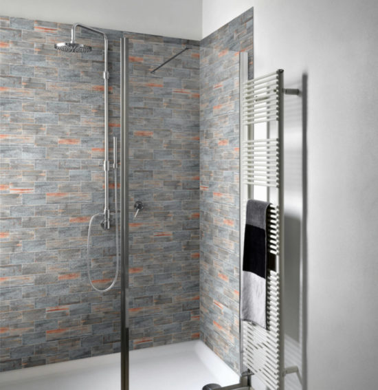 2.8"X6" Rust Industrial Linear Relief Pattern Glazed Ceramic Mosaic | Qualis Ceramica | Luxury Tile and Vinyl at affordable prices