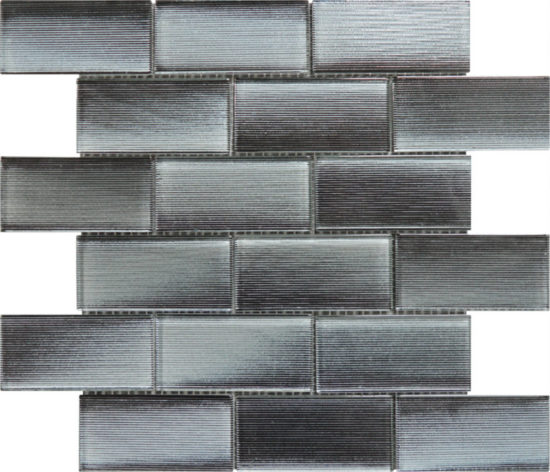 2"X4" Linear Dark Grey Glass Brick Pattern Mosaic