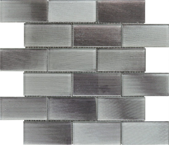 2"X4" Linear Light Grey Glass Brick Pattern Mosaic