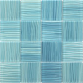 3"X3" Glass Pool Striped Aquamarine Mosaic | Qualis Ceramica | Luxury Tile and Vinyl at affordable prices