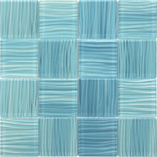 3"X3" Glass Pool Striped Aquamarine Mosaic | Qualis Ceramica | Luxury Tile and Vinyl at affordable prices