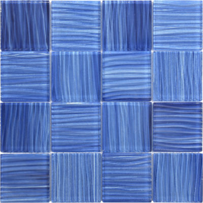 3″X3″ Glass Pool Striped Cobalt Blue Mosaic