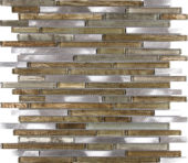 Baguette Beige Grey Mix Mosaic Glass Metal Interlocking Mosaic | Qualis Ceramica | Luxury Tile and Vinyl at affordable prices