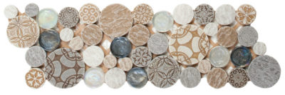 Beige Penny Round Décor / Glass Interlocking Border