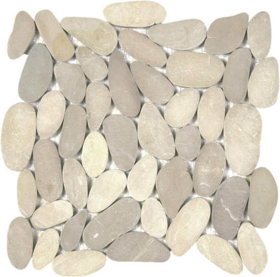 Beige Xl Sliced Matte Pebble Interlocking Mosaic