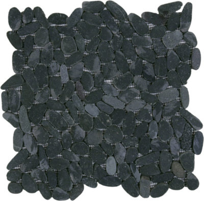 Black Sliced Matte Pebble Interlocking Mosaic