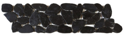 Black Sliced Polished Pebble Interlocking Border