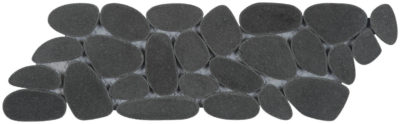 Black Sliced Reconstituted Pebble Interlocking Mosaic