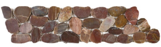 Brown Sliced Polished Pebble Interlocking Border