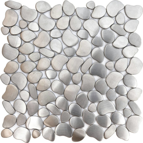 Brushed Silver Inox Metal Interlocking Mosaic | Qualis Ceramica | Luxury Tile and Vinyl at affordable prices