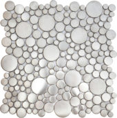 Brushed Silver Penny Rounds Inox Metal Interlocking Mosaic | Qualis Ceramica | Luxury Tile and Vinyl at affordable prices