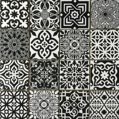 Ceramic Patchwork Square Black & White Mosaic