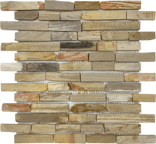 Fossil Wood Baguette Mix Beige Mosaic