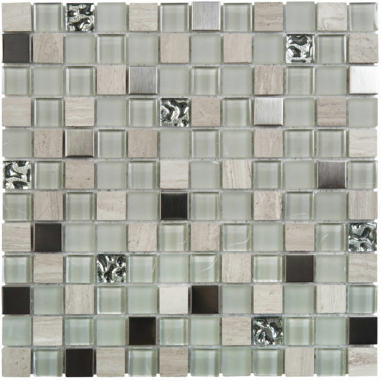 Grey Mix Marble Glass Metal 7/8"X7/8" Mosaic | Qualis Ceramica | Luxury Tile and Vinyl at affordable prices