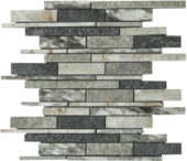 Grey/Green/Beige Mix Stone Baguette Interlocking Mosaic | Qualis Ceramica | Luxury Tile and Vinyl at affordable prices