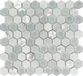 Hexagon Glass Marble & Mother Pearl White Mix Mosaic | Qualis Ceramica | Luxury Tile and Vinyl at affordable prices