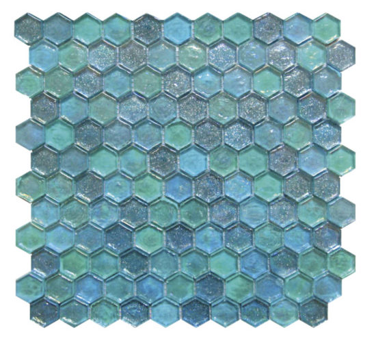 Hexagon Mix Blue Glass Mosaic | Qualis Ceramica | Luxury Tile and Vinyl at affordable prices