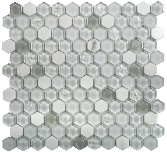 Hexagon White Glass Mosaic