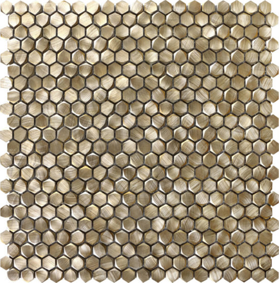 Medium Hexagon Gold Aluminum Mosaic | Qualis Ceramica | Luxury Tile and Vinyl at affordable prices