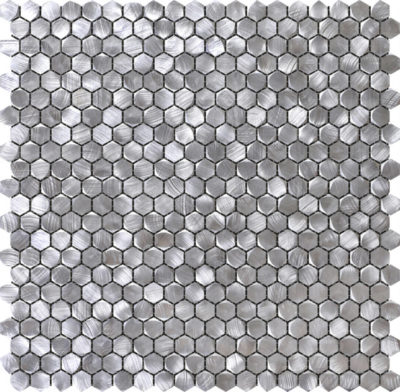 Medium Hexagon Silver Aluminum Mosaic