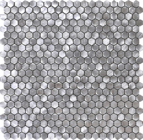 Medium Hexagon Silver Aluminum Mosaic | Qualis Ceramica | Luxury Tile and Vinyl at affordable prices