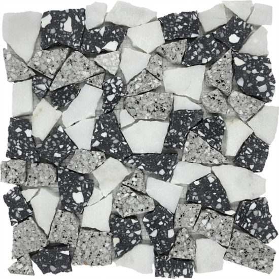 Mini Opus Terrazzo Marble White Grey Black Mix Mosaic | Qualis Ceramica | Luxury Tile and Vinyl at affordable prices