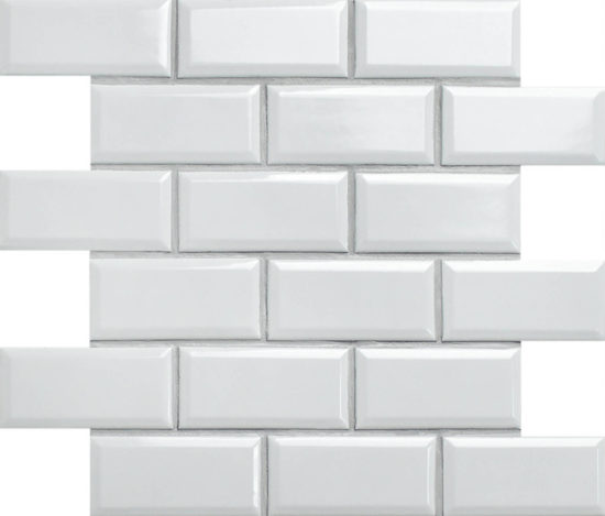 Mini Subway White Glazed Porcelain Interlocking Mosaic 2"X4"