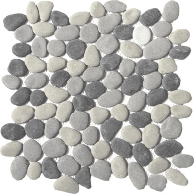 Mix Grey Reconstituted Pebble Interlocking Mosaic