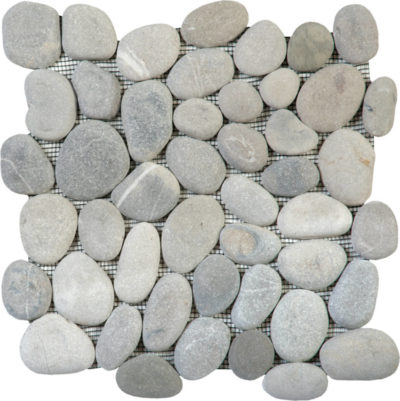 Mix Grey/Beige Rectified Matte Pebble Interlocking Mosaic