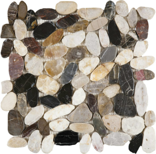 Mix Sliced Polished Pebble Interlocking Mosaic