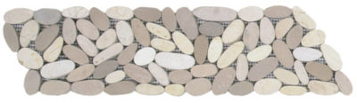 Mix White/Beige Sliced Matte Pebble Interlocking Border