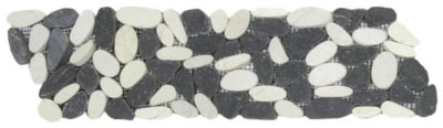 Mix White/Black Sliced Matte Pebble Interlocking Border