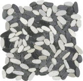 Mix White/Black Sliced Matte Pebble Interlocking Mosaic | Qualis Ceramica | Luxury Tile and Vinyl at affordable prices