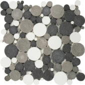 Mix White/Black/Grey Reconstituted Round Interlocking Mosaic | Qualis Ceramica | Luxury Tile and Vinyl at affordable prices