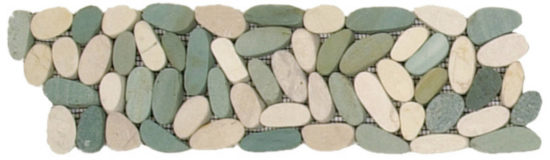 Mix White/Green Sliced Matte Pebble Interlocking Border | Qualis Ceramica | Luxury Tile and Vinyl at affordable prices