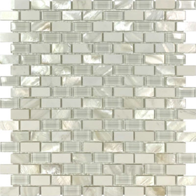 Mother Of Pearl Glass Marble White Mix Brick Mosaic