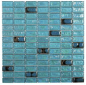 Turquoise Glass And Ceramic Brick 3/4"X1&3/4" Mosaic | Qualis Ceramica | Luxury Tile and Vinyl at affordable prices