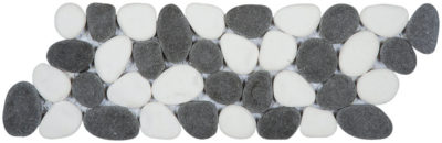 White & Black Reconstituted Pebble Interlocking Mosaic