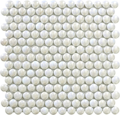 White Penny Round Pebbles Glass Mosaic