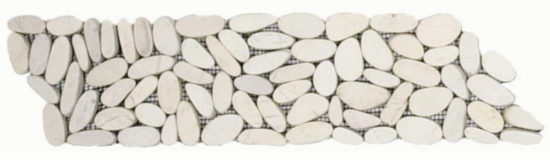 White Sliced Matte Pebble Interlocking Border