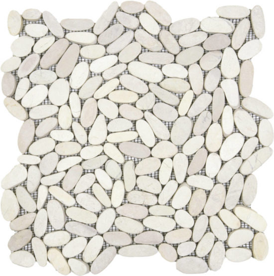 White Sliced Matte Pebble Interlocking Mosaic