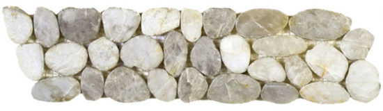 White Sliced Polished Pebble Interlocking Border